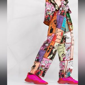 Emily in Paris printed graffiti pajama pants French comic strips small
